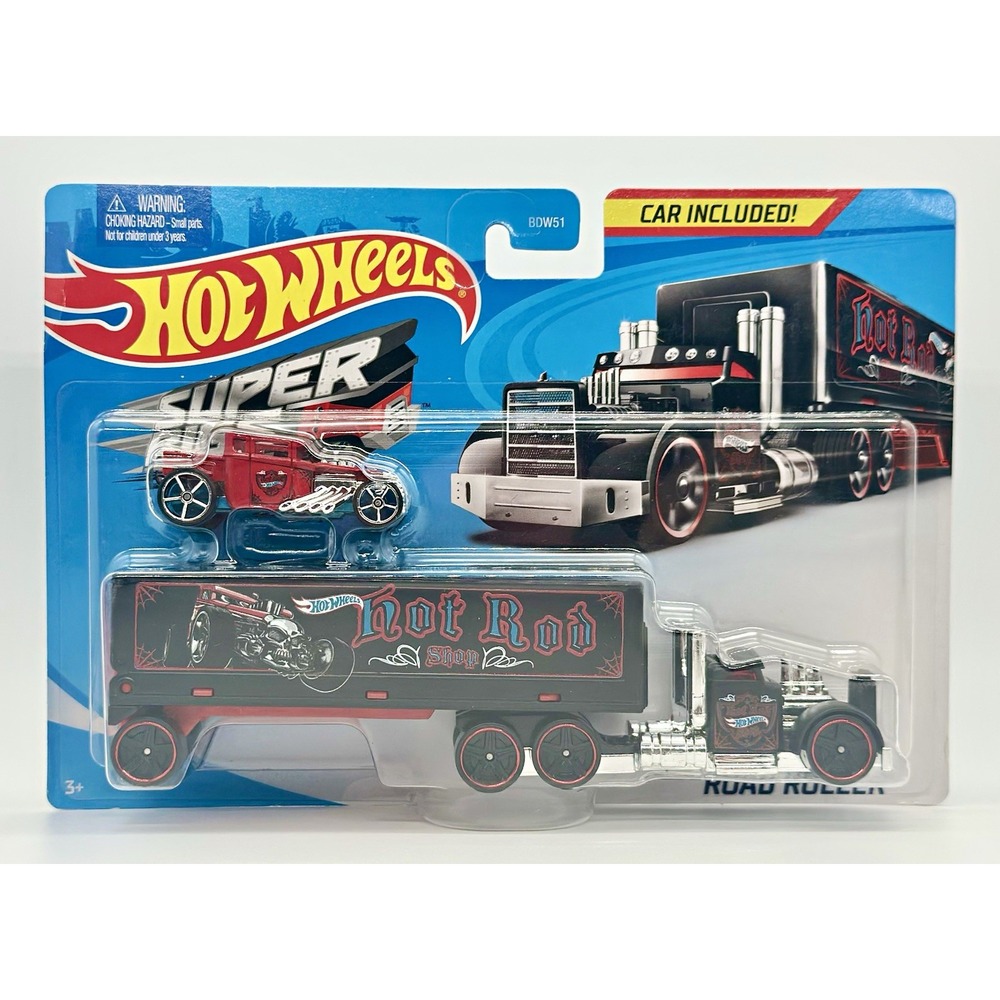 Hot Wheels Road Roller Bone Shaker Hot Rod Shop Black Red 1:64 BDW51 New